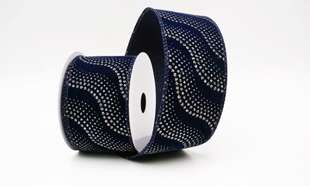 Blauw lint met glitter, golf- en stippenpatroon_KW0474GC4-4